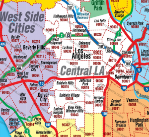 los angeles zip code maps